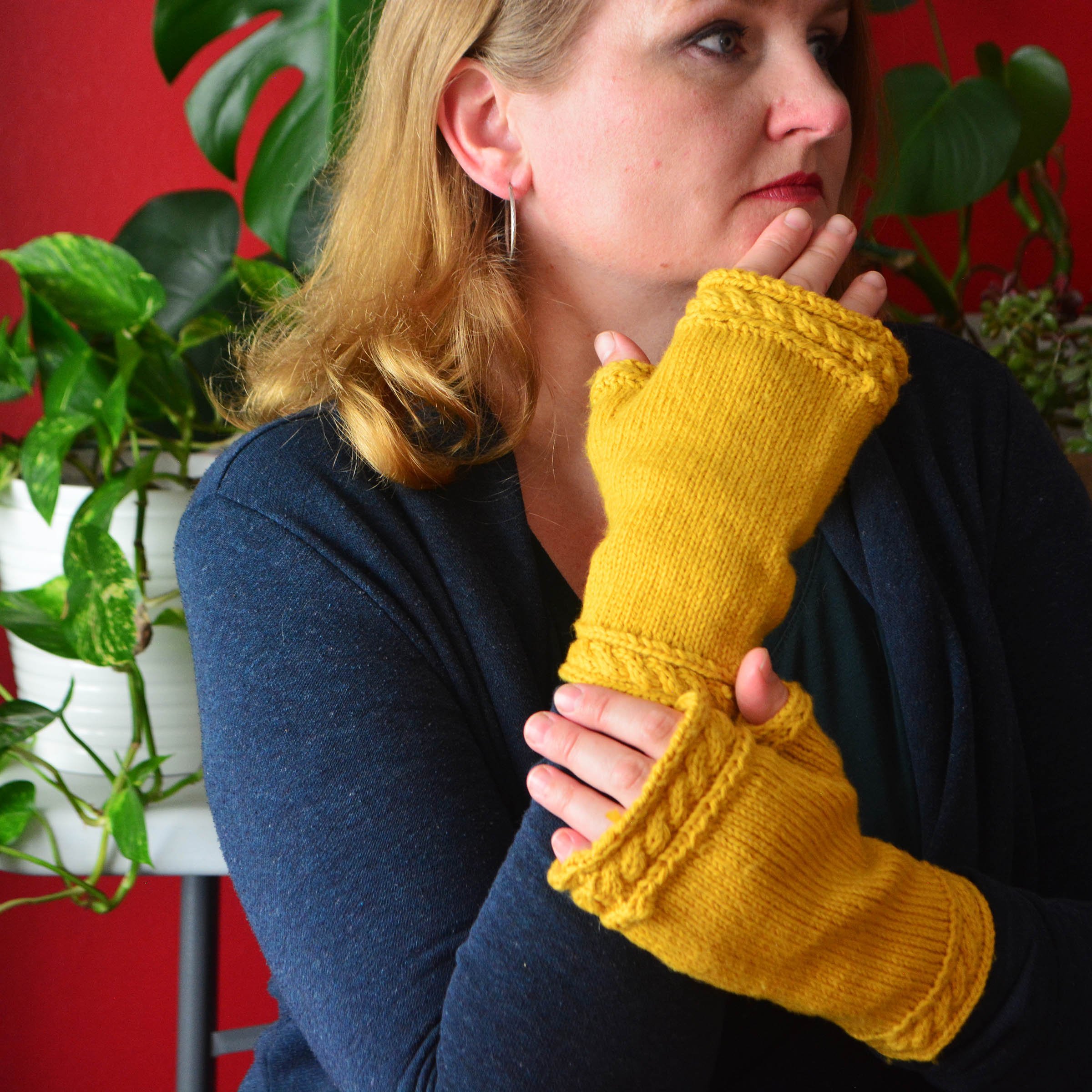 Twisted Rope Fingerless Mittens